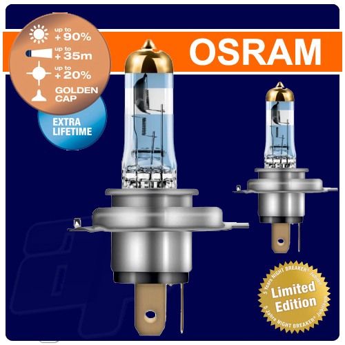 Комплект автоламп OSRAM H4 12V 60/55W (P43t) NIGHT BREAKER PLUS Limited Edition 64193NBL